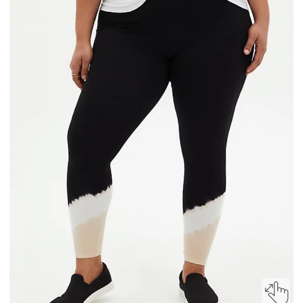 Torrid Premium Legging Tie Dye Hem Beige and Black